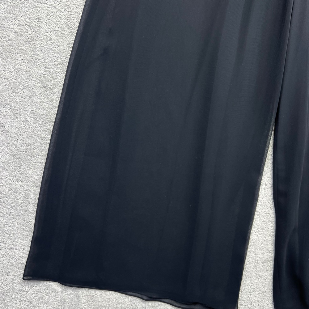 Adrianna Papell Pants 8P Black Evening Essentials Wide Leg Palazzo Sheer Flowy - Picture 3 of 16